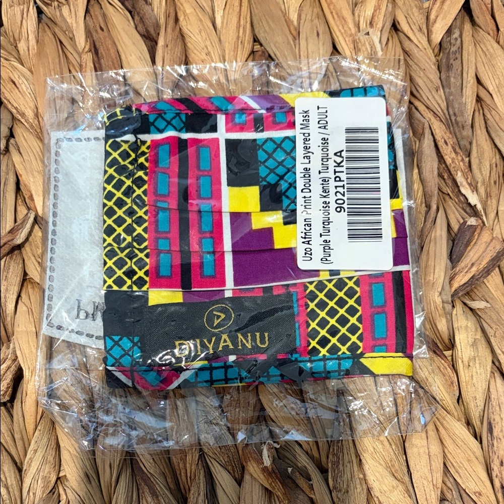 DIYANU Colorful Geometric Face Mask - Turquoise, Pink, Yellow, Purple